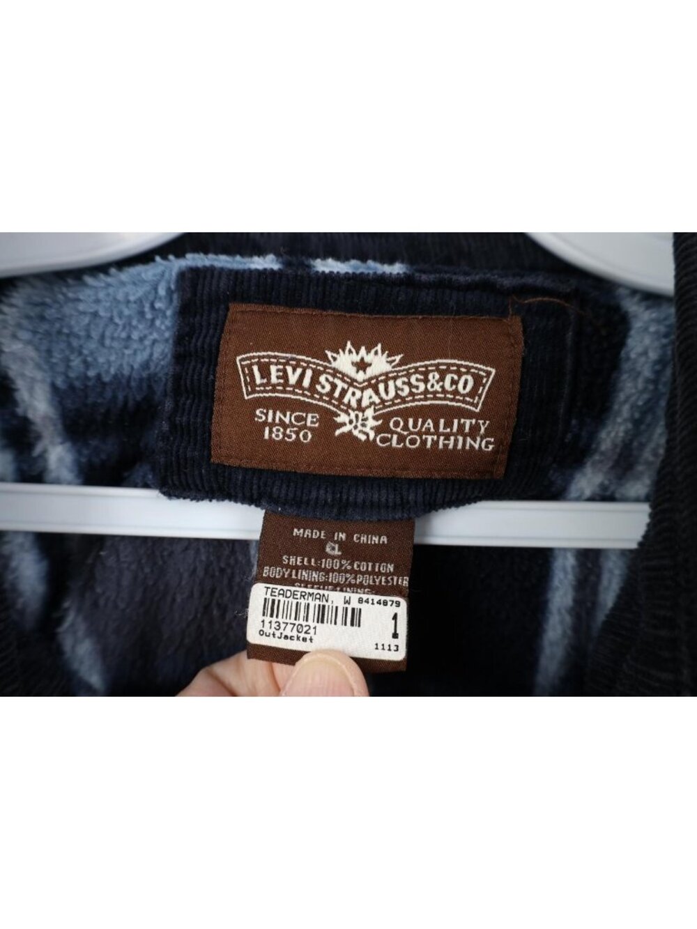 Vintage Y2K Levis Mens Large Fleece Lined Corduroy Button Shirt Jacket Jac Shirt - Picture 11 of 16